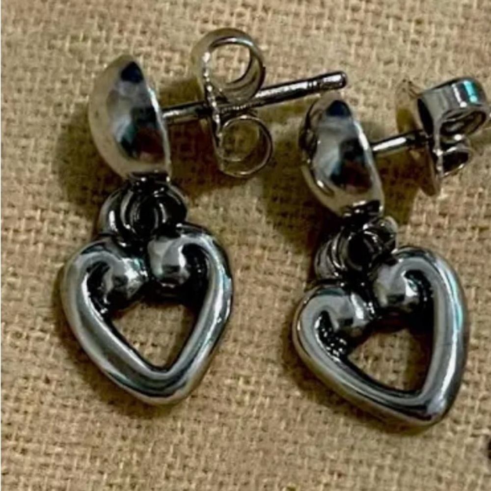 James Avery Silver Heart Dangle Earrings